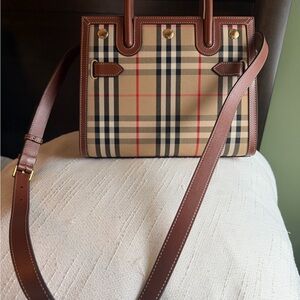 Burberry Tan and Brown Plaid Satchel